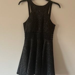 City Studio Juniors Glitter Illusion Fit And Flare Dress